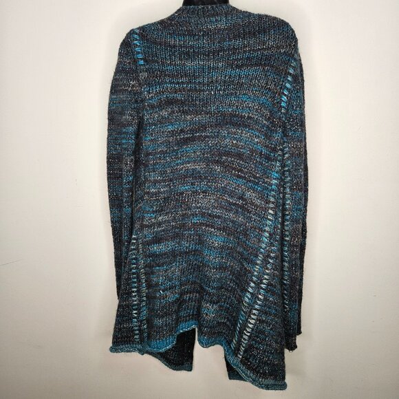 Zadig & Voltaire Cascade  Open Front Chunky Knit Cardigan Sz S Blue Grey Melange - Picture 9 of 11